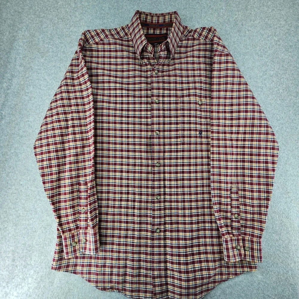 VTG Wrangler 20X Western Shirt Mens LARGE Plaid Flip Cuffs Pocket Long Sleeve‎